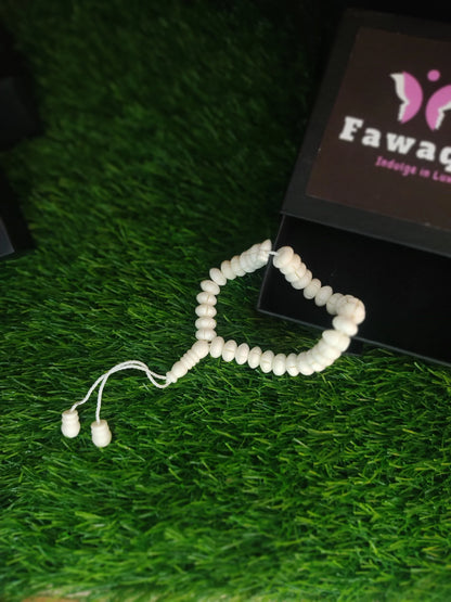 White Bead Natural Material Tasbih | 100 and 33 Beads