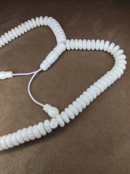 White Bead Natural Material Tasbih | 100 and 33 Beads