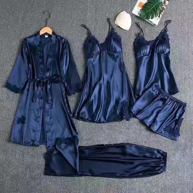 FawaQa | 5 Piece Royal Bridal Silk Night Gown set