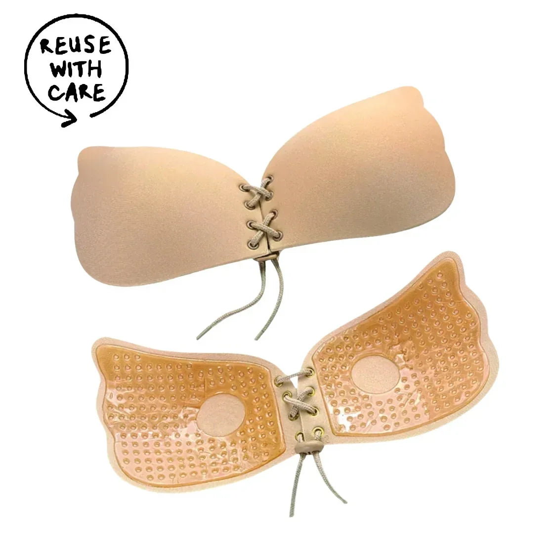 FawaQa Butterfly Strapless Bra | Silicon Self Sticky Invisible Bra with Drawstring for Women