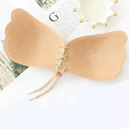 FawaQa Butterfly Strapless Bra | Silicon Self Sticky Invisible Bra with Drawstring for Women