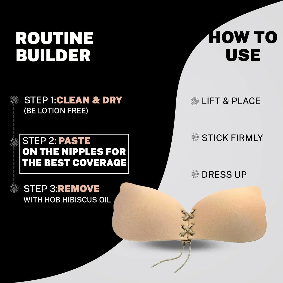 FawaQa Butterfly Strapless Bra | Silicon Self Sticky Invisible Bra with Drawstring for Women