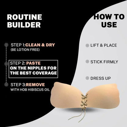 FawaQa Butterfly Strapless Bra | Silicon Self Sticky Invisible Bra with Drawstring for Women