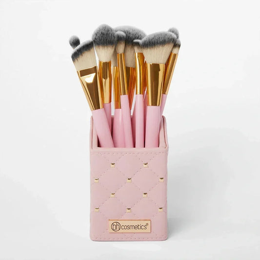 FawaQa | BH Cosmetics | Pink Studded Elegance 12 Piece Brush Set with a Brush Stand